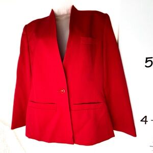 Pendleton Bright Red One Button Virgin Wool Blazer 8 Petite‎